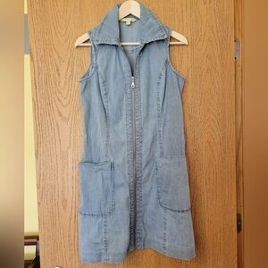 Hope & Harlow retro sleeveless zip front denim jean dress 6